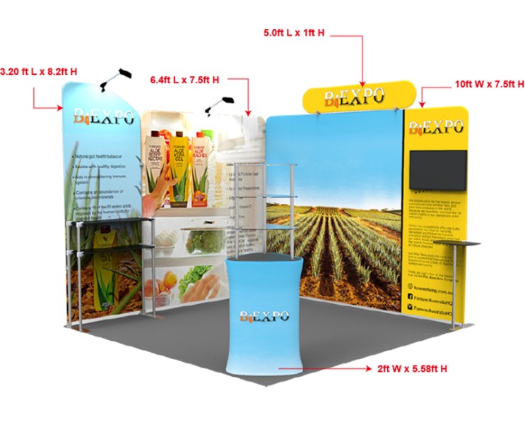 10ft Custom Smart Fit Trade Show Booth ET