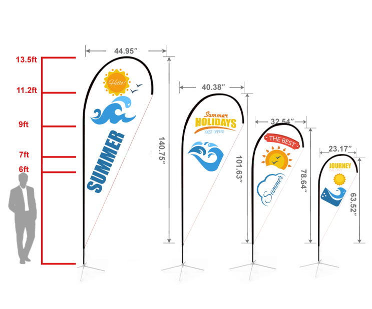 Set of 1 10ft Teardrop Flags with ground spike