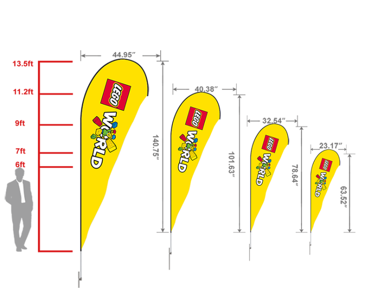 Set of 1 8ft Teardrop Flags with ground spike