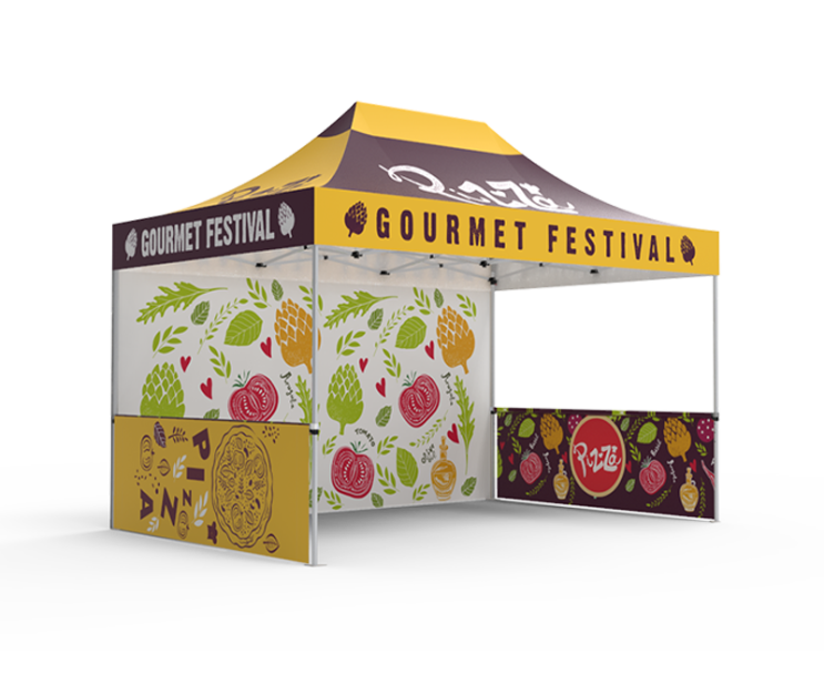 10 x 15ft trade show pop up Tent with back wall & 2 half-side walls