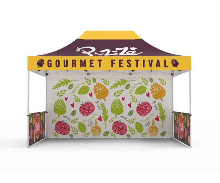 10 x 15ft trade show pop up Tent with back wall & 2 half-side walls