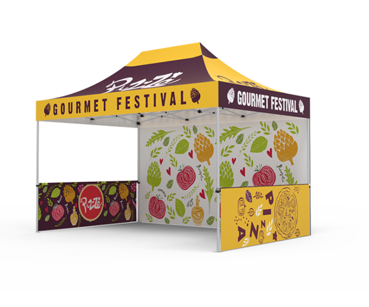 10 x 15ft trade show pop up Tent with back wall & 2 half-side walls